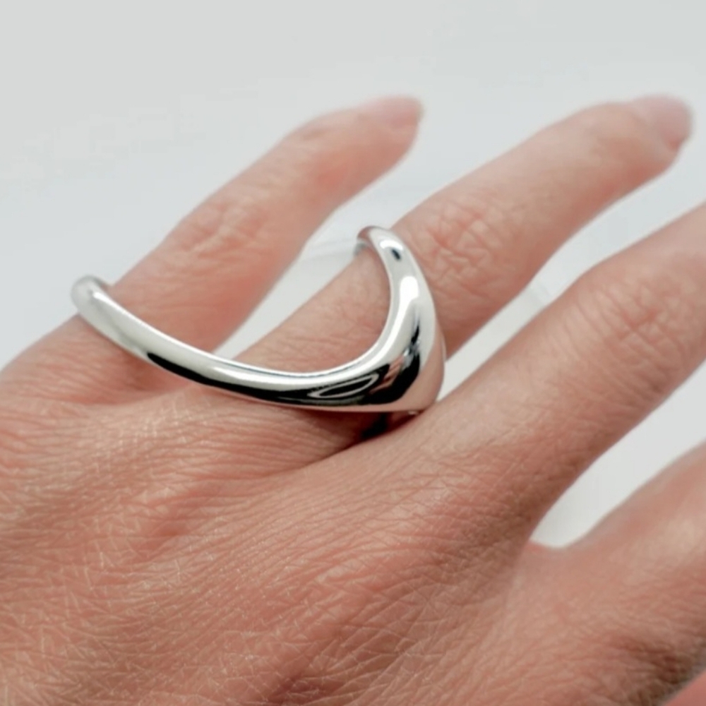 Two Finger NWT Asymmetrical Geometric Ring - Picture 4 of 7